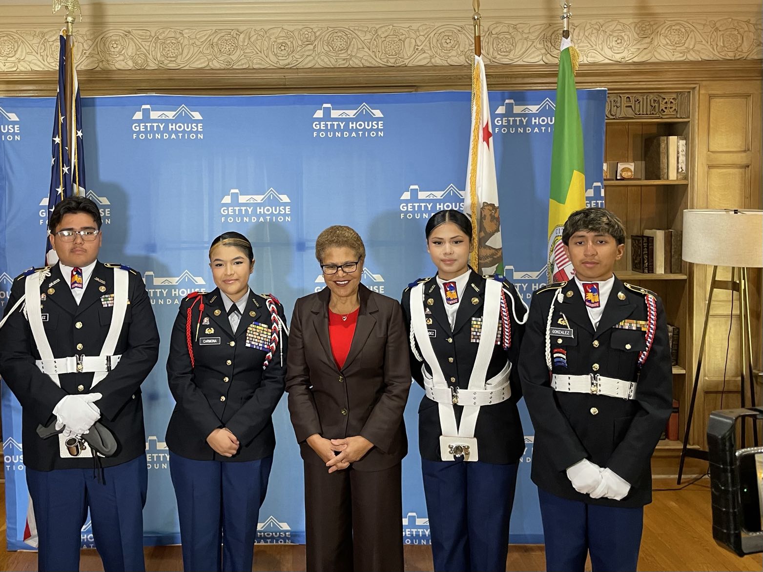 Formal photo with Getty House Foundation backdrop