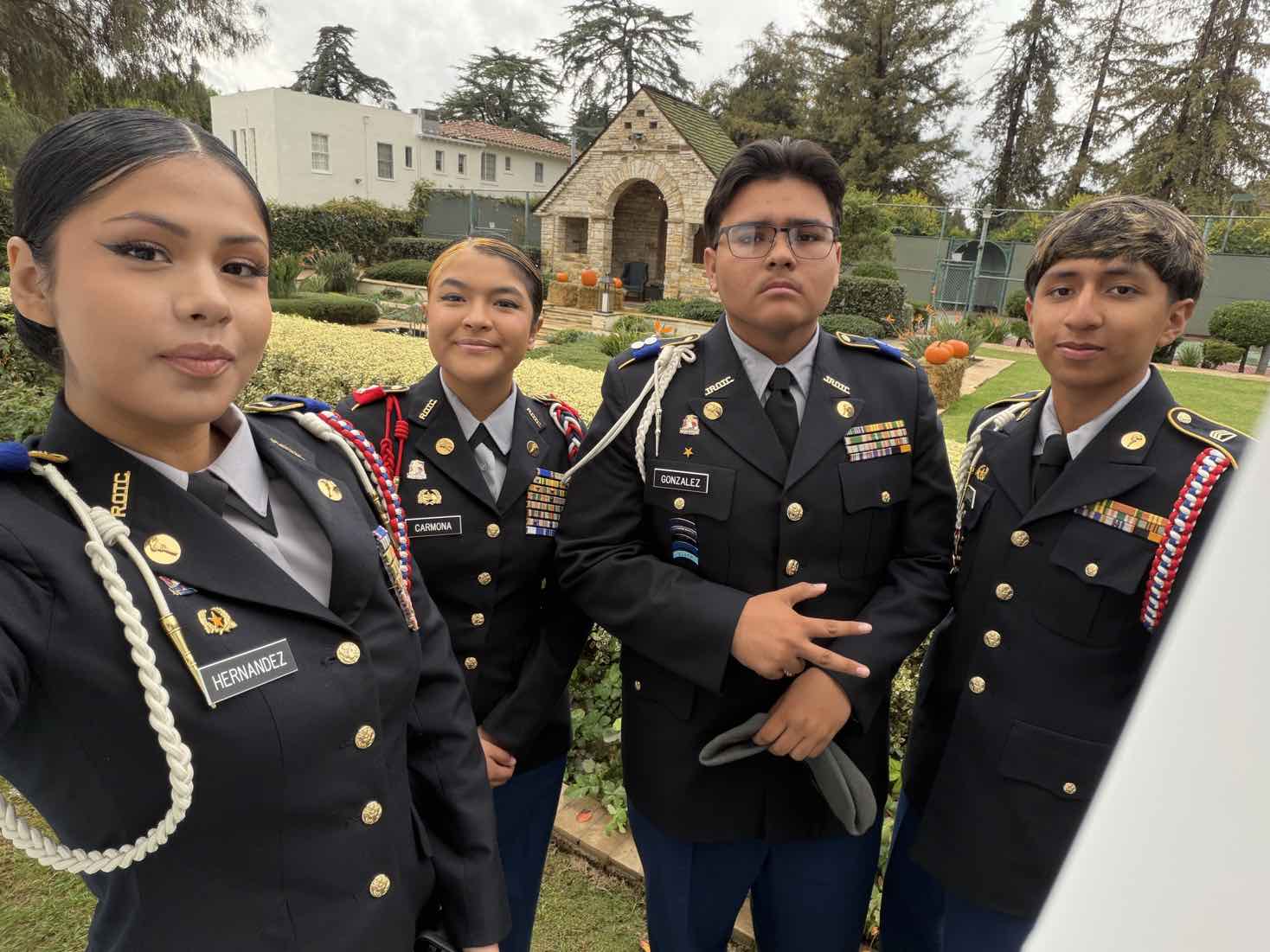 Cadets in Getty House gardens