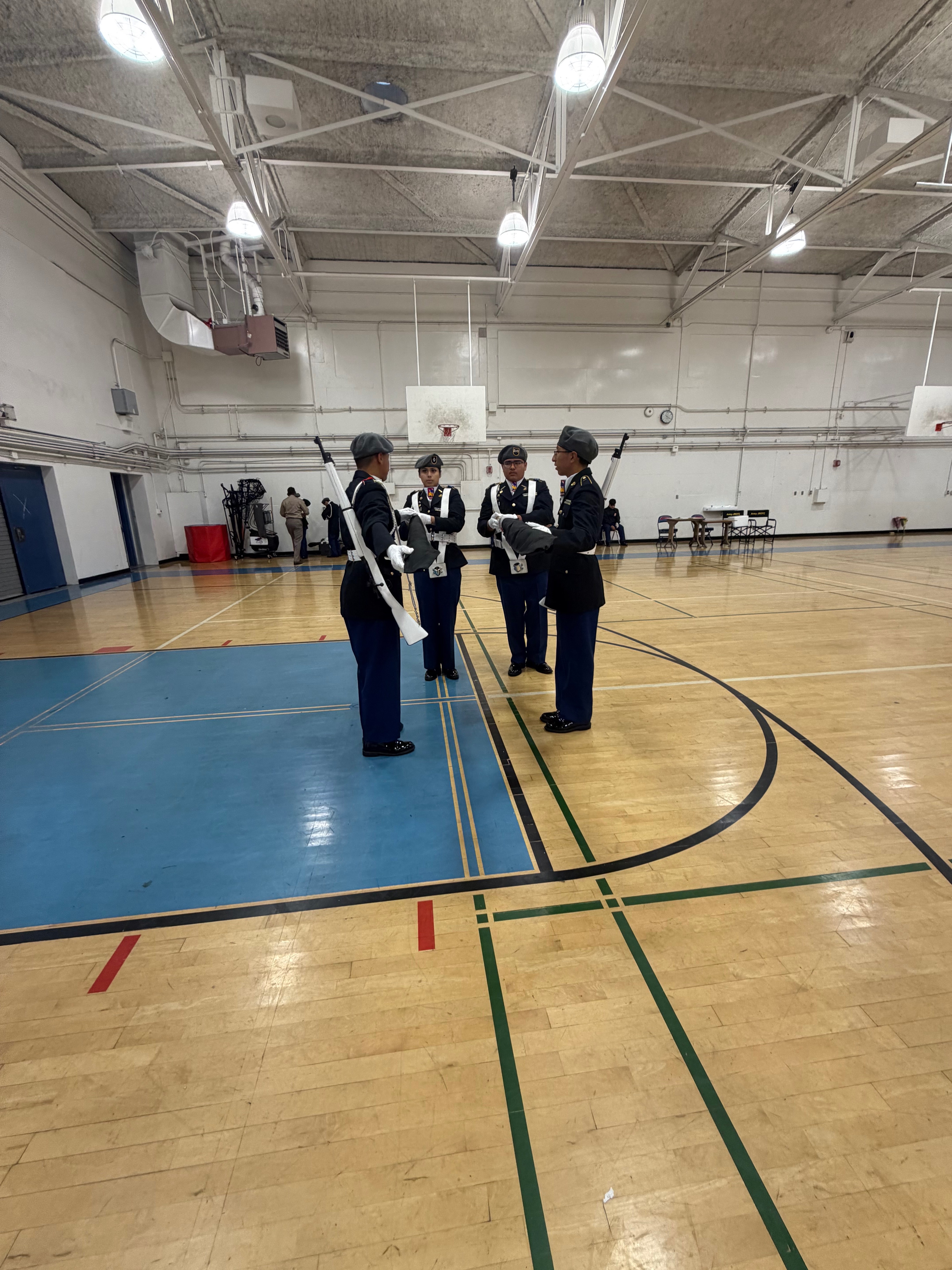Color Guard team preparing for ceremony