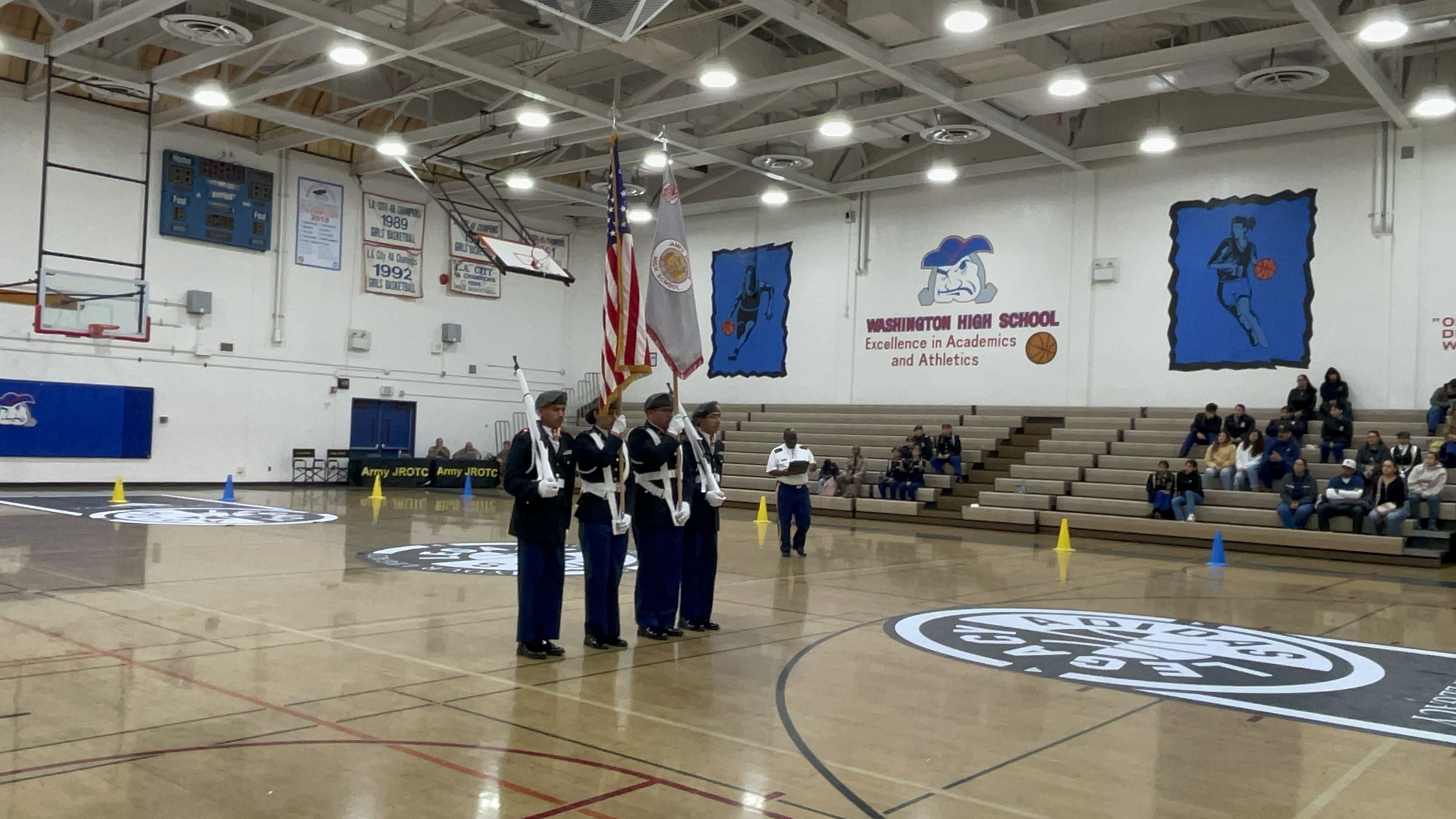 Wide view of color guard ceremony