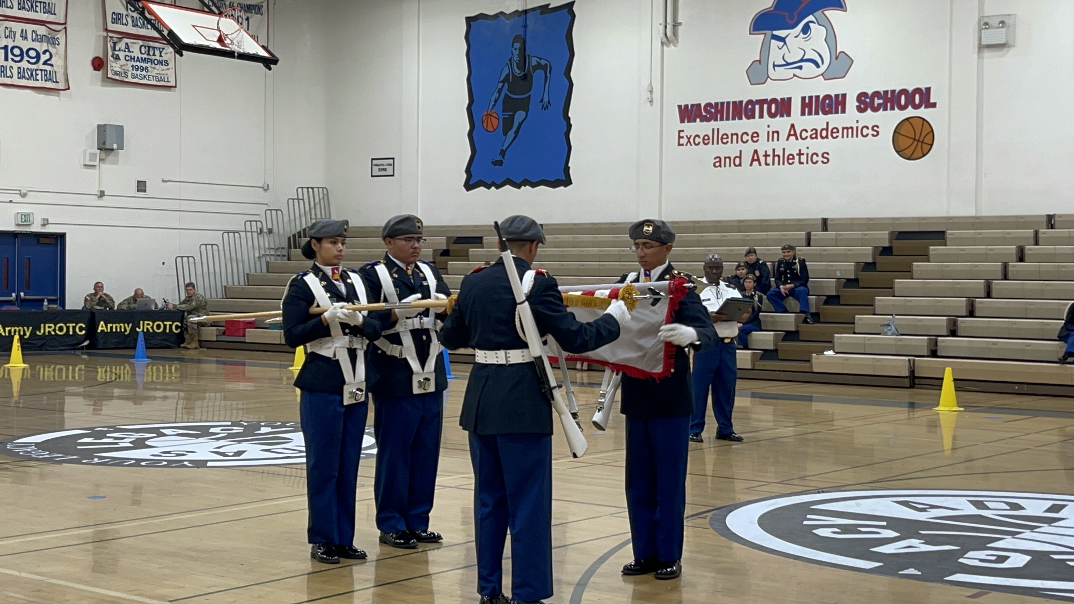 Color Guard presenting colors at Washington Prep