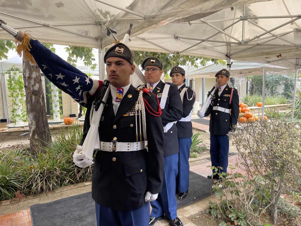 Color guard presenting colors